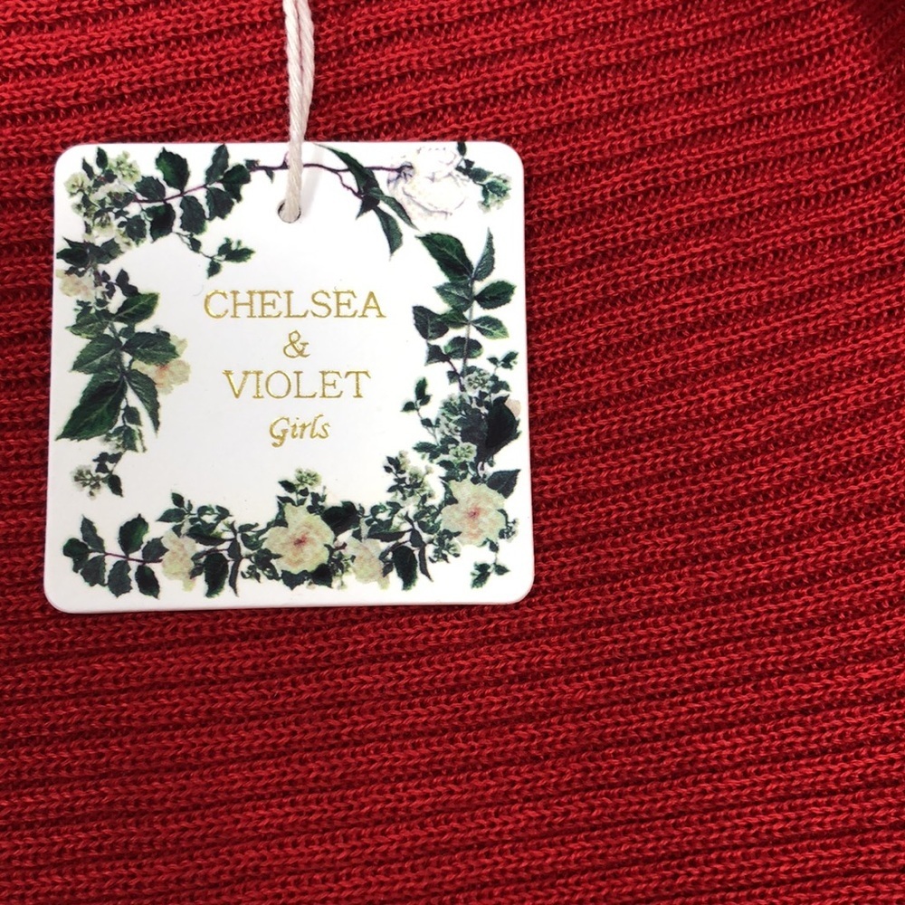 NEW Chelsea & Violet Girls Sweater Red Wool Blend Boatneck Ribbed Knit Medium - Picture 11 of 11